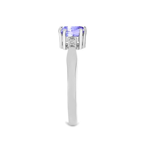 BUY STERLING SILVER NATURAL TANZANITE WITH WHITE ZIRCON GEMSTONE RING 